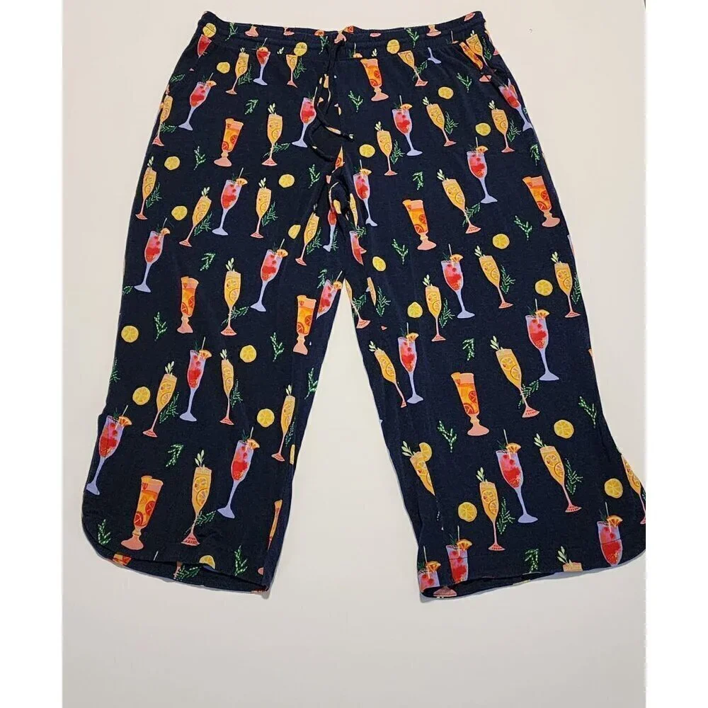 Soma lounge / pajama pants sz L cocktails print pockets
